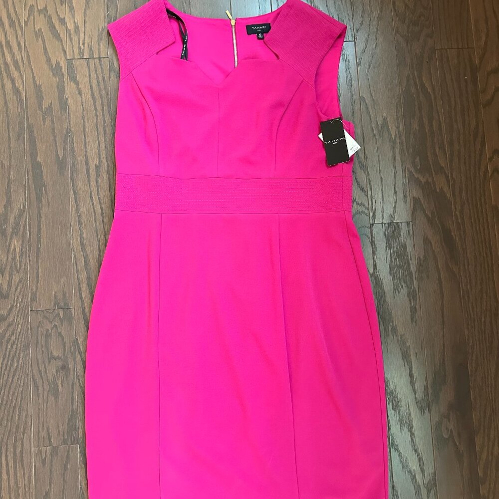 Tahari ASL Star Neck Sheath Dress Size 16 NWT Wild Berry